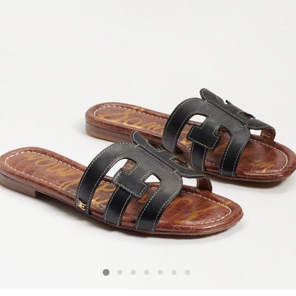 Sam Edelman  Bay Slide Sandal Black Leather Slide Sandals